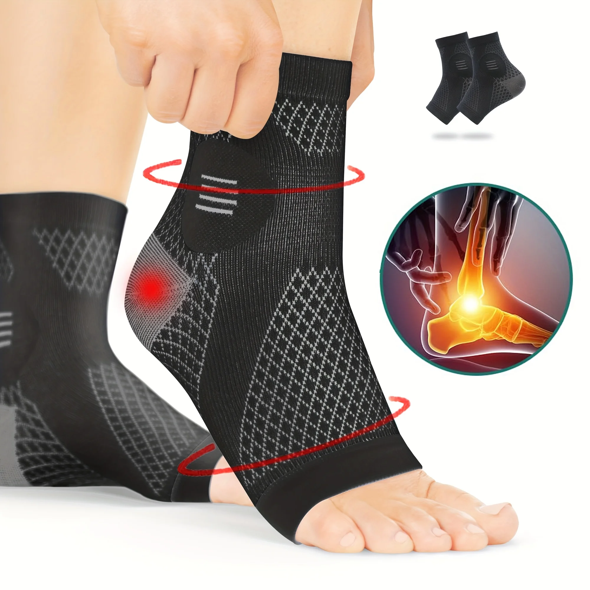 Ankle Brace Sock - زوج واحد من أكمام الكاحل والقدم